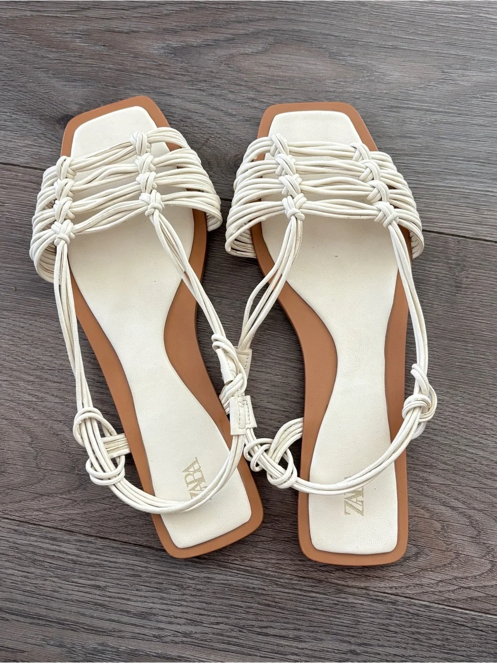 Zara White Knotted Sandals - Picture 7 of 8